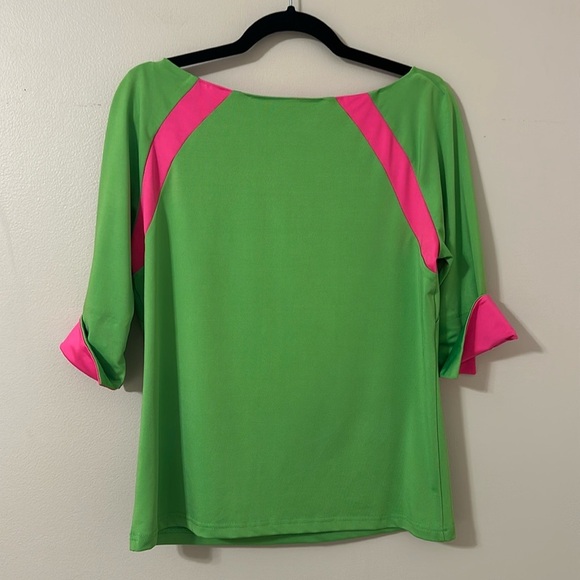 Gretchen Scott Designs Jersey Tee Topper
Green/Pink Sz Small Preppy Resortwear - Picture 2 of 8
